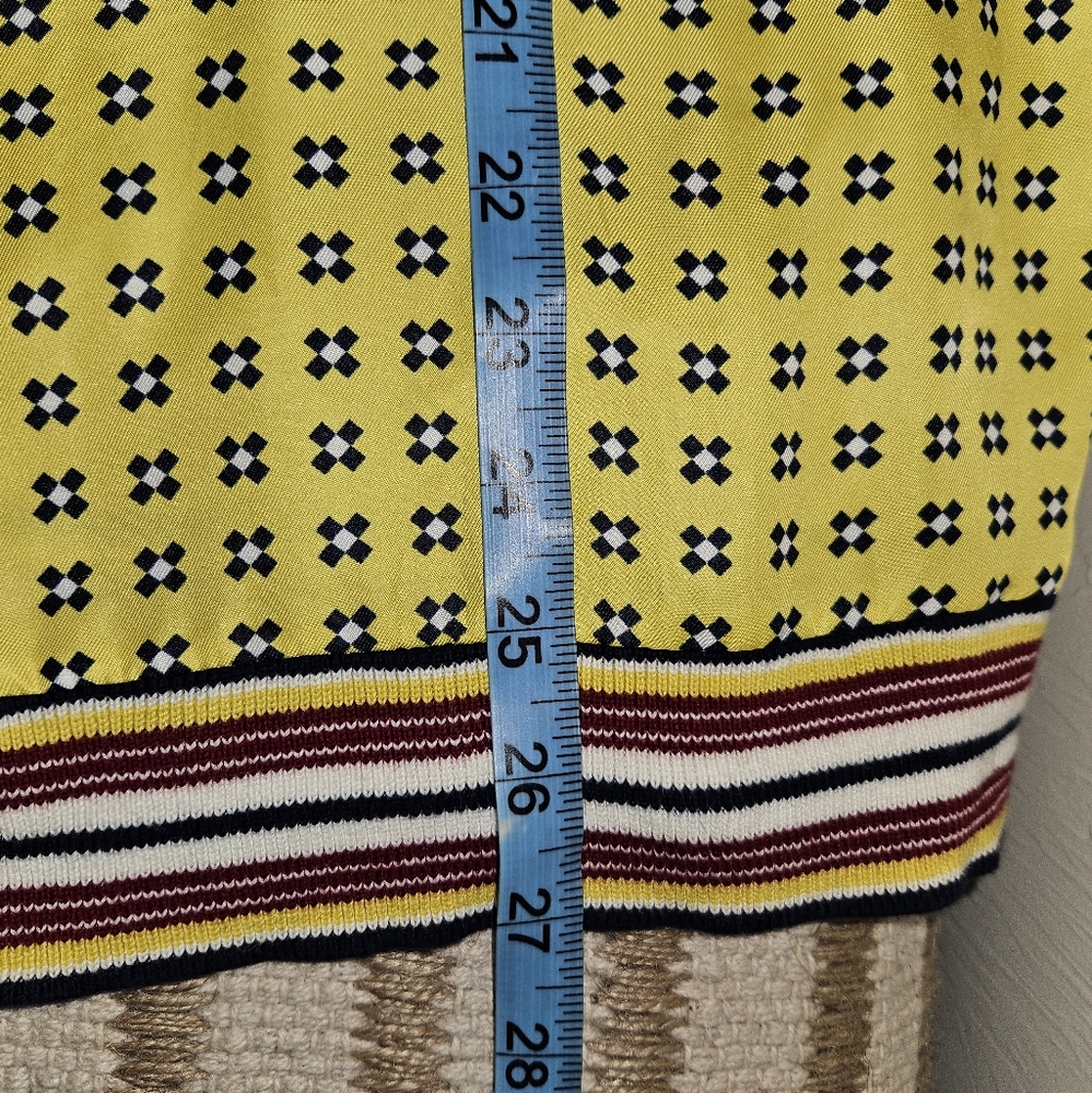 Talbots Women's Size 1X Yellow Geo Print Patterned Charming Cardigan Layering - Picture 13 of 14